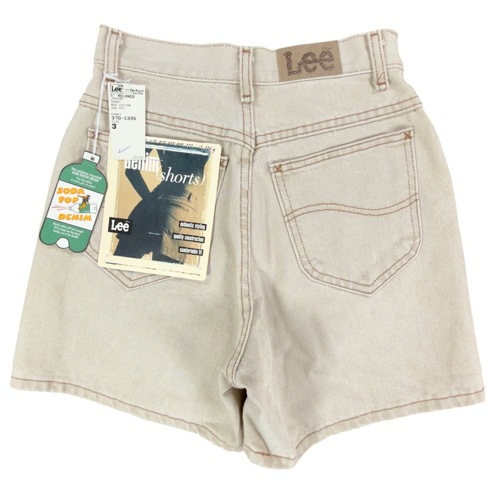Lee 90s Soda Pop Denim Shorts Junior 3‎ Khaki Recycled Cotton NWT Vintage